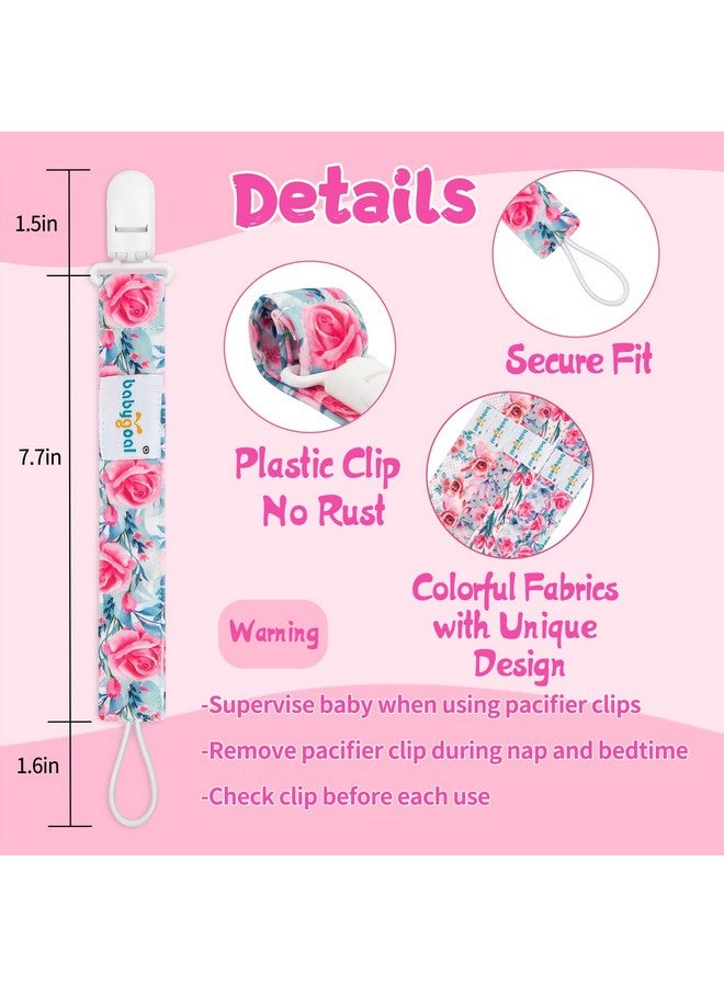 babygoal Floral Pacifier Clips, 6 Pack Binky Paci Holder Clips And Leash For Boys And Girls Fits For Most Pacifier, Binkie Styles & Baby Teethers & Toys And Gift 6Ps16 - Image 4