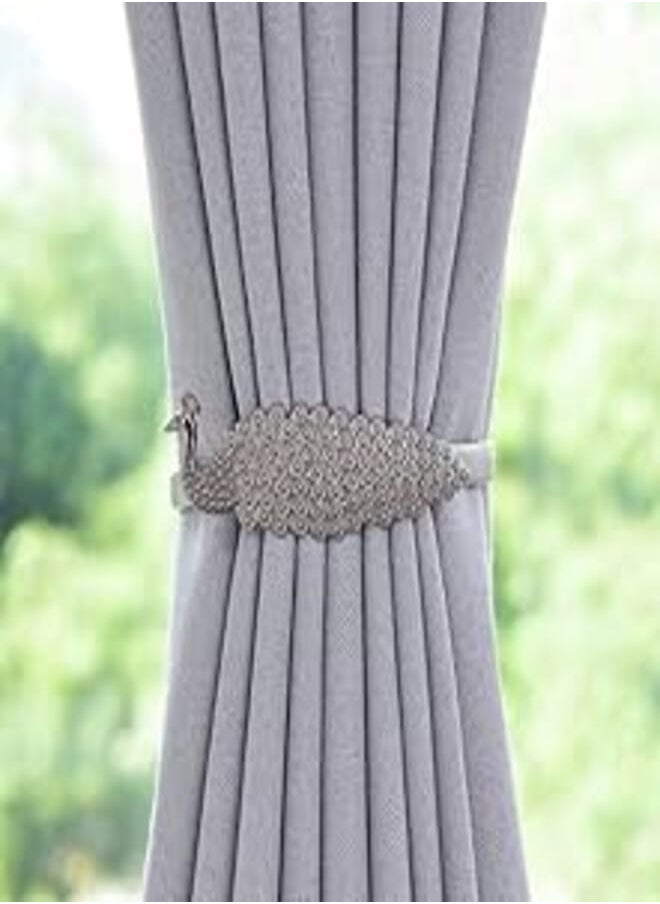 Generic Luxury Metal Curtain Curtain Curtain Curtain Drabby Belt with Zipper Buckle Fits All Size for Diagonal Decoration (Style 3 Silver) 
