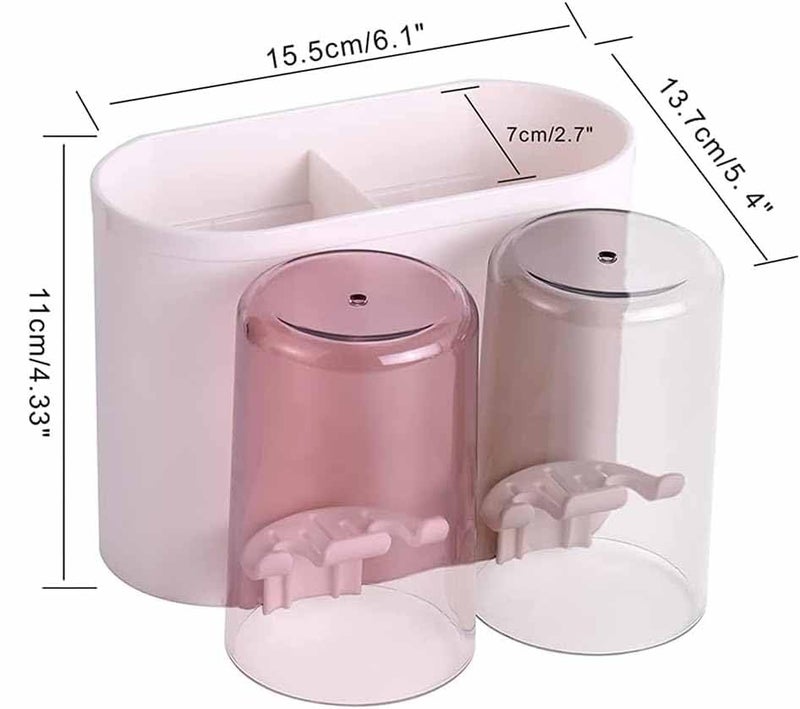 SKOFRI Toothbrush Holder SelfAdhesive Wall Mount Toothpaste Storage Rack Toothbrush Dispenser Bathroom Organizer Accessories Toothbrush Holders for Bathroom2Cup - Image 2