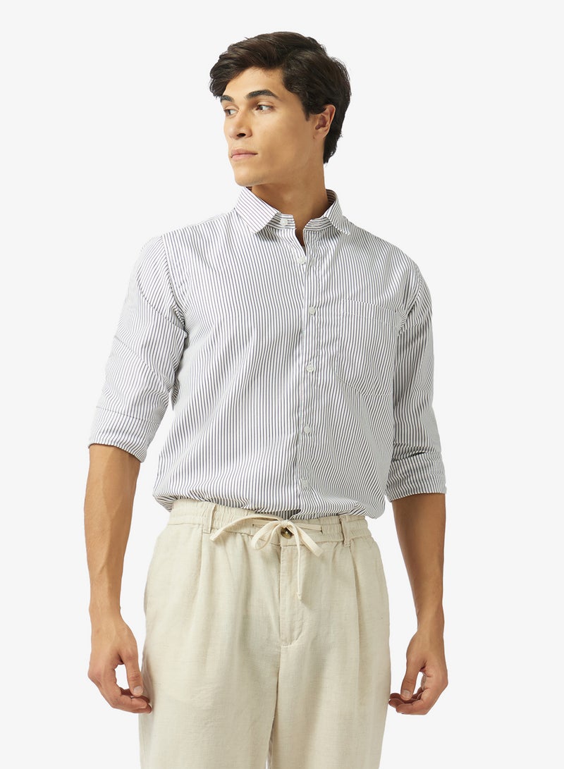 Robert Wood Mens Shirt Thick Stripe Formal Shirt - Image 1