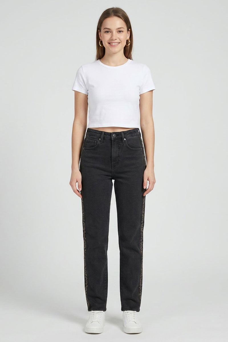Sam Edelman Women Slim Fit Washed Stretchable Jeans, Washed Black - Image 4
