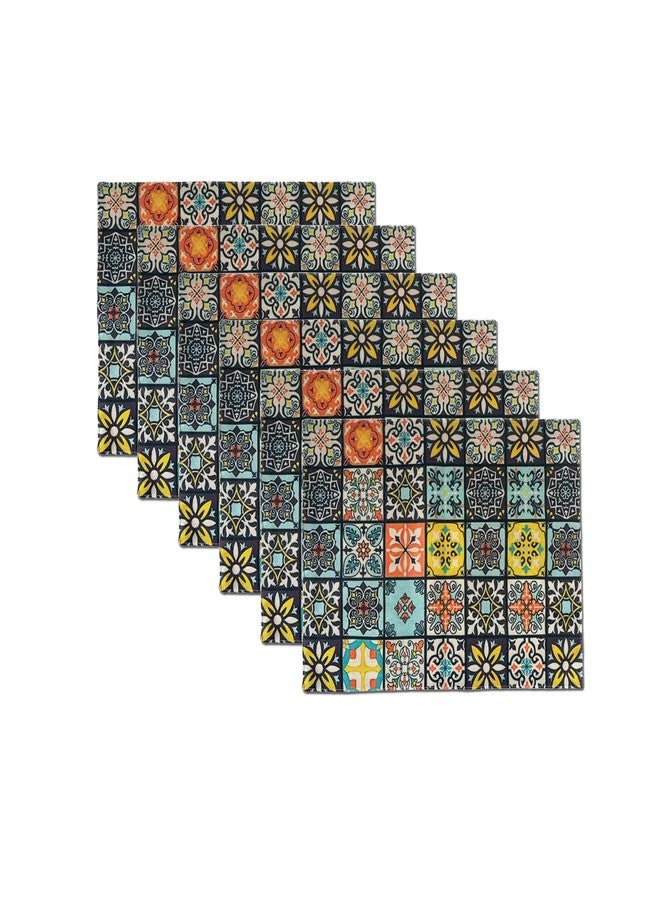 capasin Mandala Bohemian Placemats Set of 6 Two-Sided Washable Table Placemat Boho Mat Fabric Cloth Vintage Flower for Farmhouse Kitchen Outdoor Dining Decor 12x18 Inch (Bohemian A) - Image 1