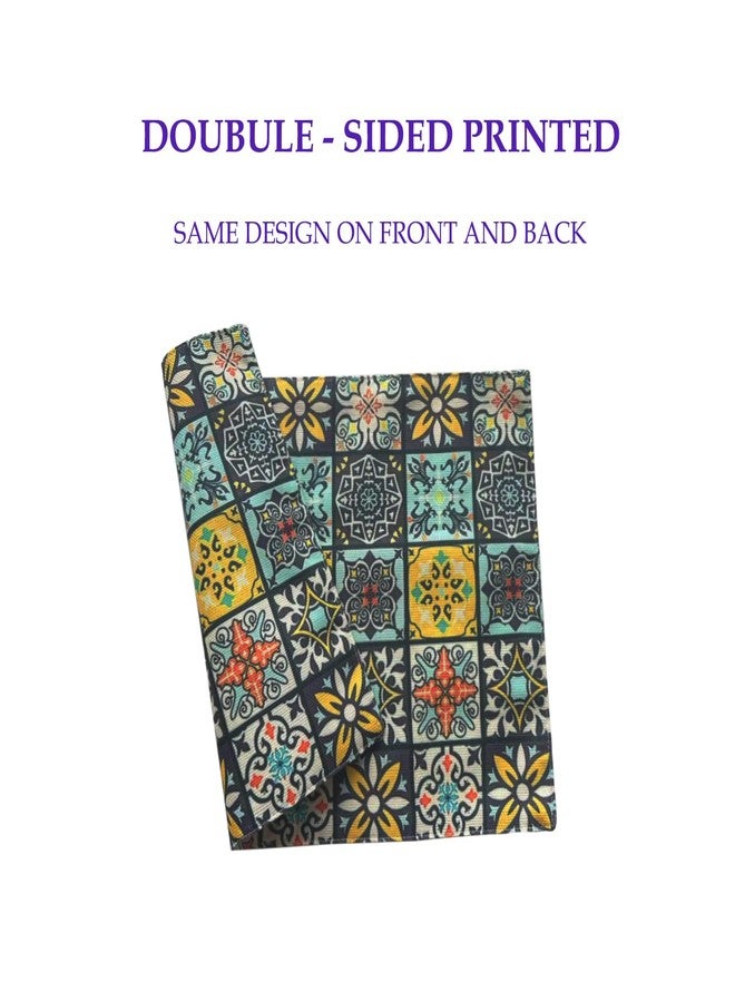 capasin Mandala Bohemian Placemats Set of 6 Two-Sided Washable Table Placemat Boho Mat Fabric Cloth Vintage Flower for Farmhouse Kitchen Outdoor Dining Decor 12x18 Inch (Bohemian A) - Image 2