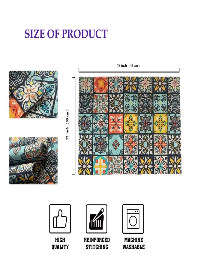 capasin Mandala Bohemian Placemats Set of 6 Two-Sided Washable Table Placemat Boho Mat Fabric Cloth Vintage Flower for Farmhouse Kitchen Outdoor Dining Decor 12x18 Inch (Bohemian A) - Image 3