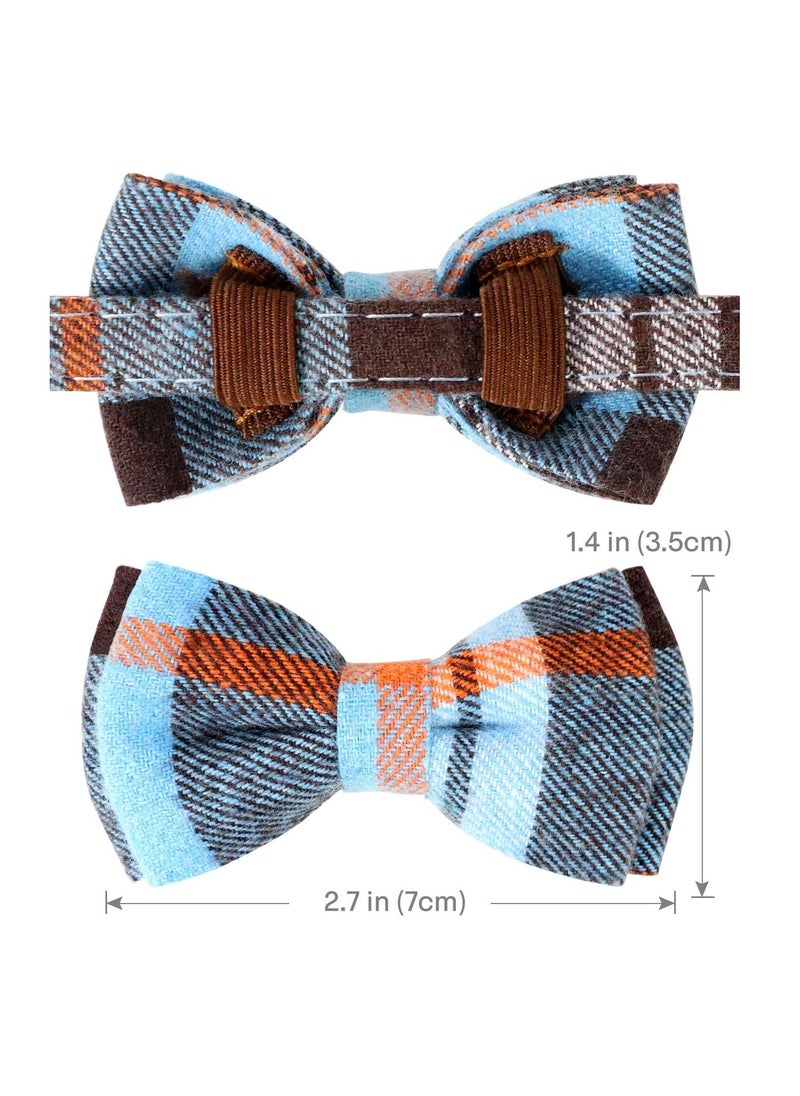 Cat Collar with Bell and Bow Tie Soft Tartan Quick Release Safety Collars for Kitten and Cats 1 Pack Haze Blue