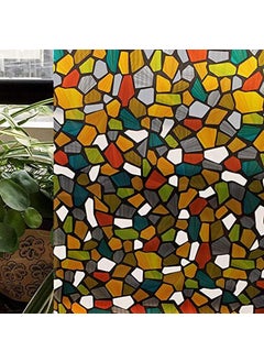 SD ENTERPRISE SDEnterprises WALLTON Self Adhesive Shinny Stones 3D Printed Heat Control Sidelight Anti UV Window Privacy Glass Decorative Sticker for BathroomDoor 16 x 96 Inches 