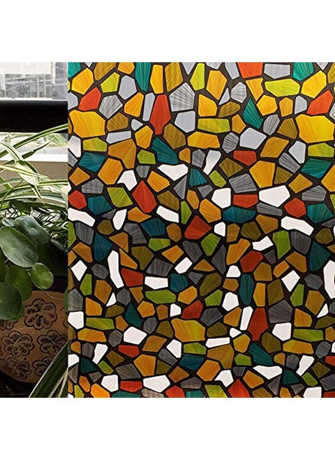 SDEnterprises WALLTON Self Adhesive Shinny Stones 3D Printed Heat Control Sidelight Anti UV Window Privacy Glass Decorative Sticker for BathroomDoor 16 x 96 Inches