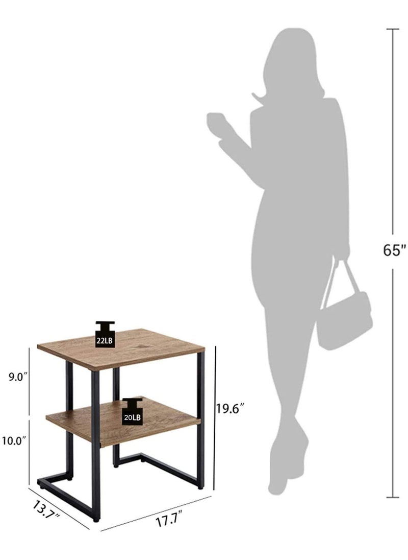 INDIAN DECOR INDIAN DECOR 29797 Side Table with Storage Shelf Wood Board and Metal Frame Industrial Small Corner End Table for Living Room Bedroom  - Image 3