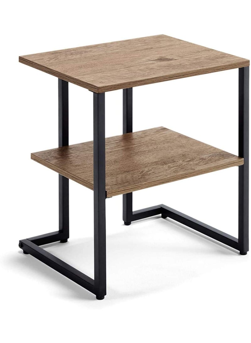 INDIAN DECOR INDIAN DECOR 29797 Side Table with Storage Shelf Wood Board and Metal Frame Industrial Small Corner End Table for Living Room Bedroom  - Image 1