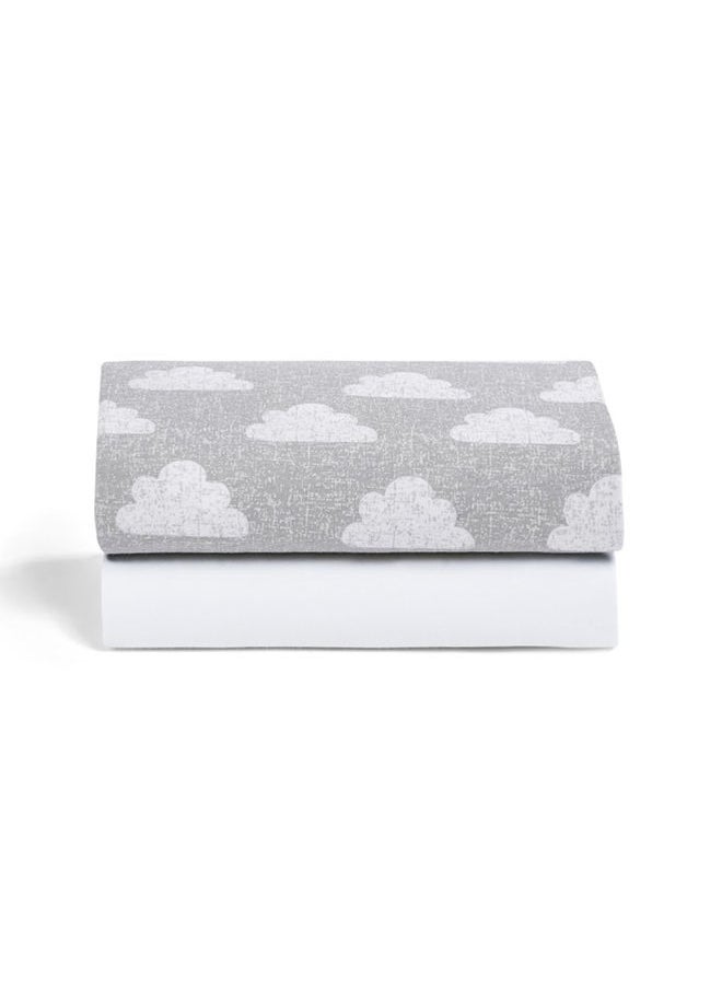 Snuz Pod Light Breathable And 100% Soft Jersey Cotton Crib Fitted Sheets Pack Of 2 - Cloud Nine  - Image 2