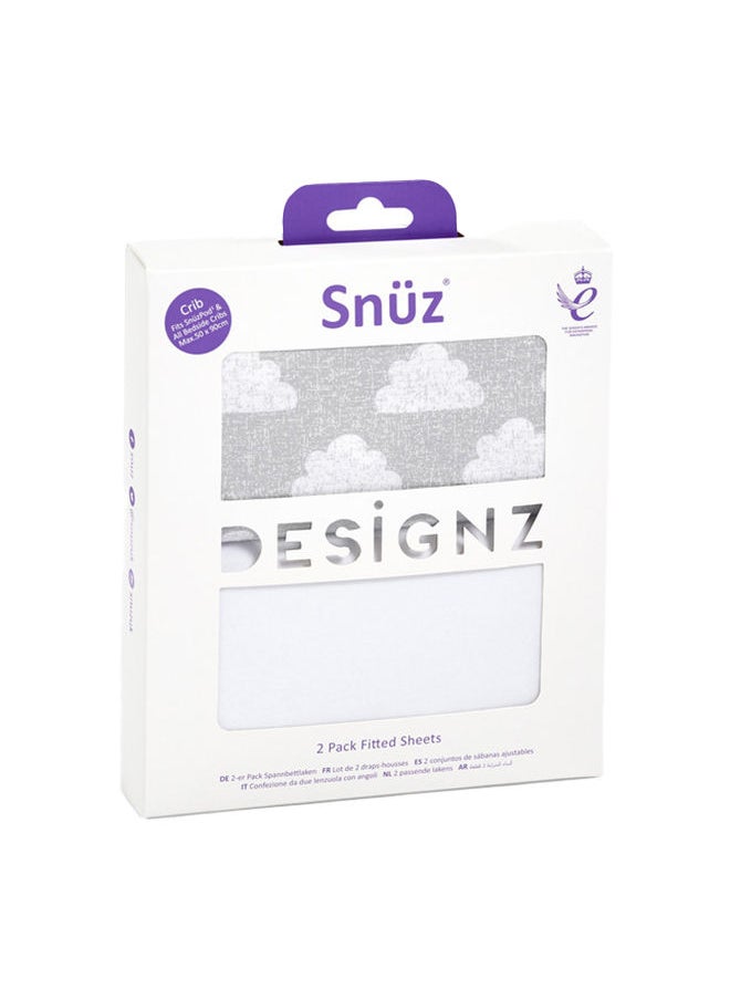 Snuz Pod Light Breathable And 100% Soft Jersey Cotton Crib Fitted Sheets Pack Of 2 - Cloud Nine  - Image 1