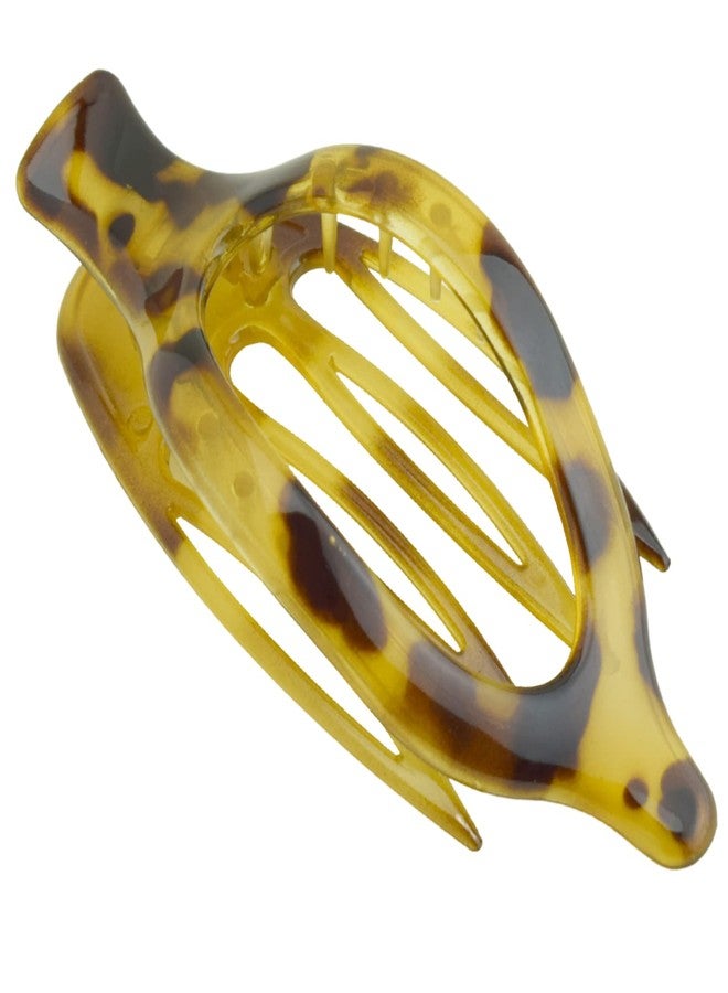 Parcelona French Wide Beak Celluloid Large Side Slide Hair Clips Volume Strong Hold No Slip Grip Girls Hair Claw Clips for Women Durable Styling Paris Hair Accessories, Made In France (Light Shell) - Image 1