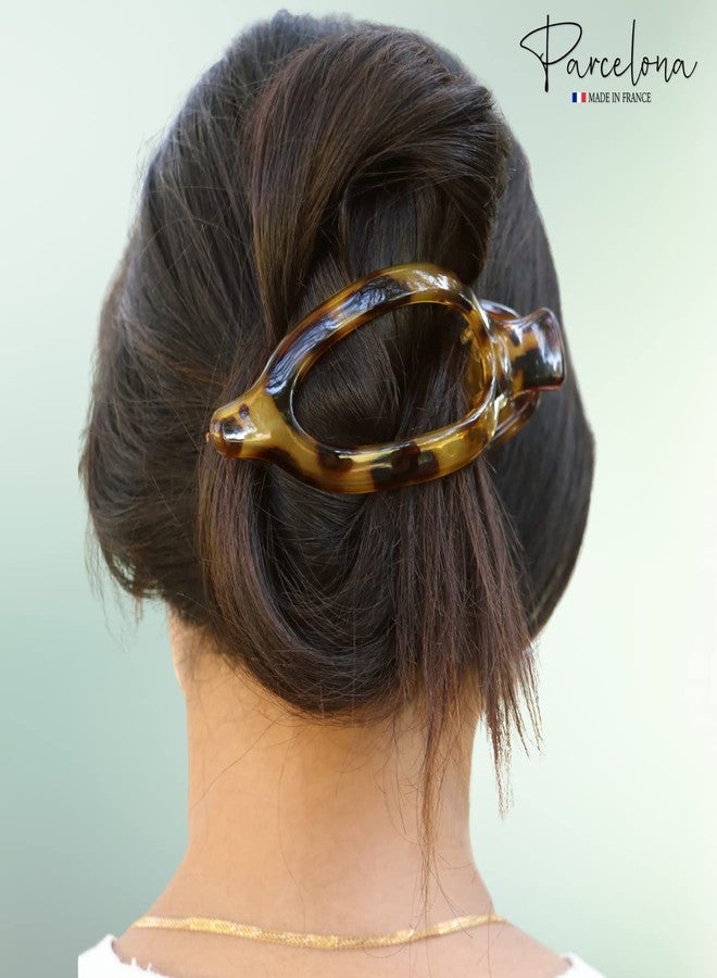 Parcelona French Wide Beak Celluloid Large Side Slide Hair Clips Volume Strong Hold No Slip Grip Girls Hair Claw Clips for Women Durable Styling Paris Hair Accessories, Made In France (Light Shell) - Image 3