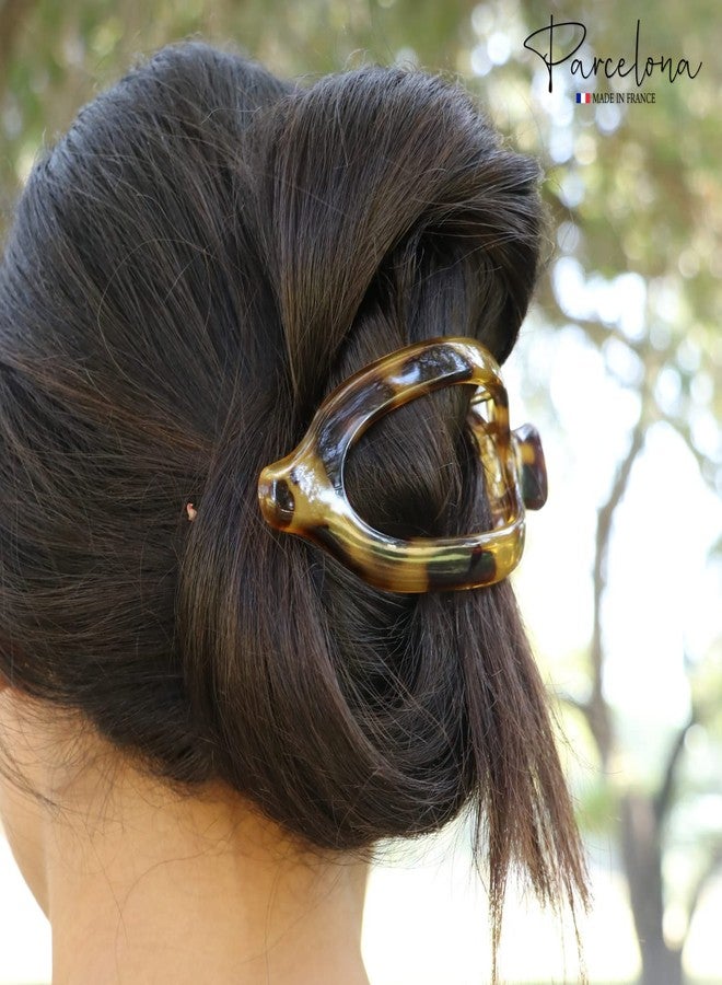 Parcelona French Wide Beak Celluloid Large Side Slide Hair Clips Volume Strong Hold No Slip Grip Girls Hair Claw Clips for Women Durable Styling Paris Hair Accessories, Made In France (Light Shell) - Image 2