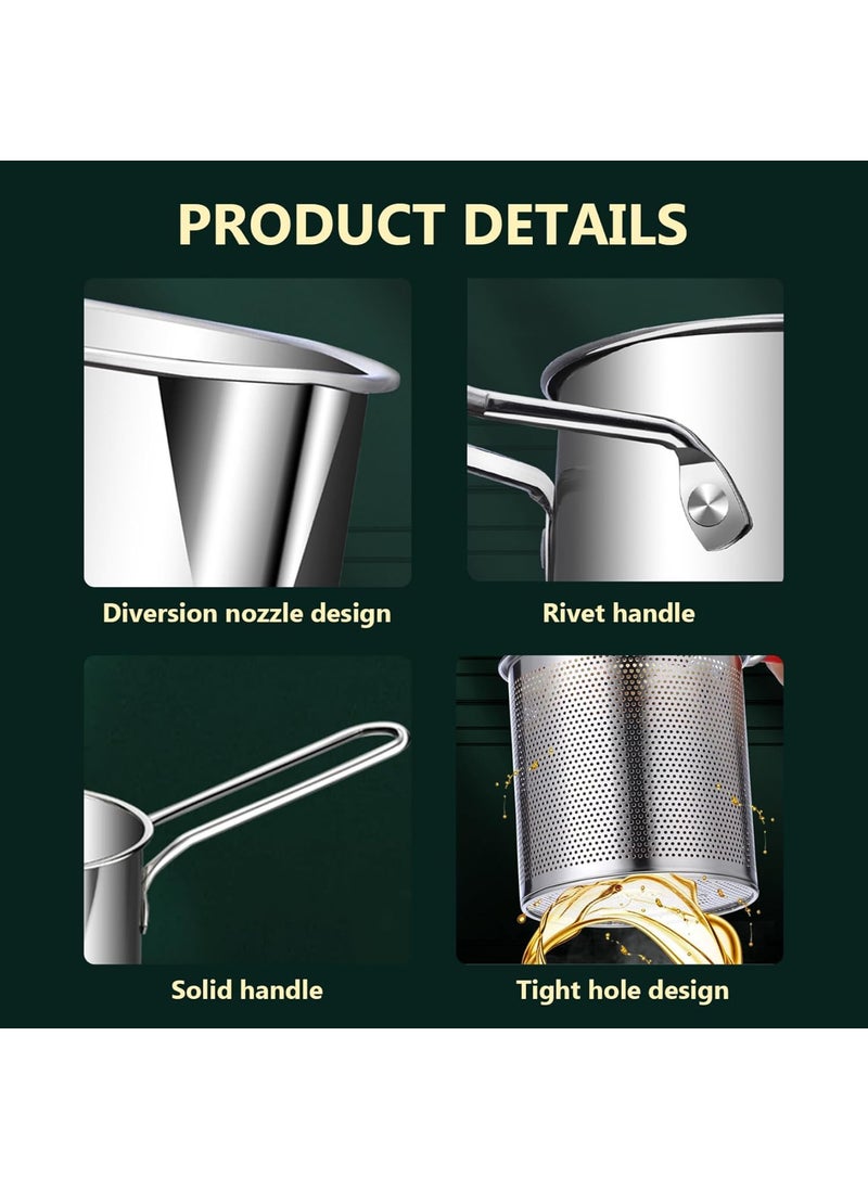 Kresal Kresal Fryer Pan Multifunctional Fryer Basket Stainless Steel Deep Fryer Pan Durable Portable Mini Long Handle Fryer Pan with Strainer for Home  - Image 2