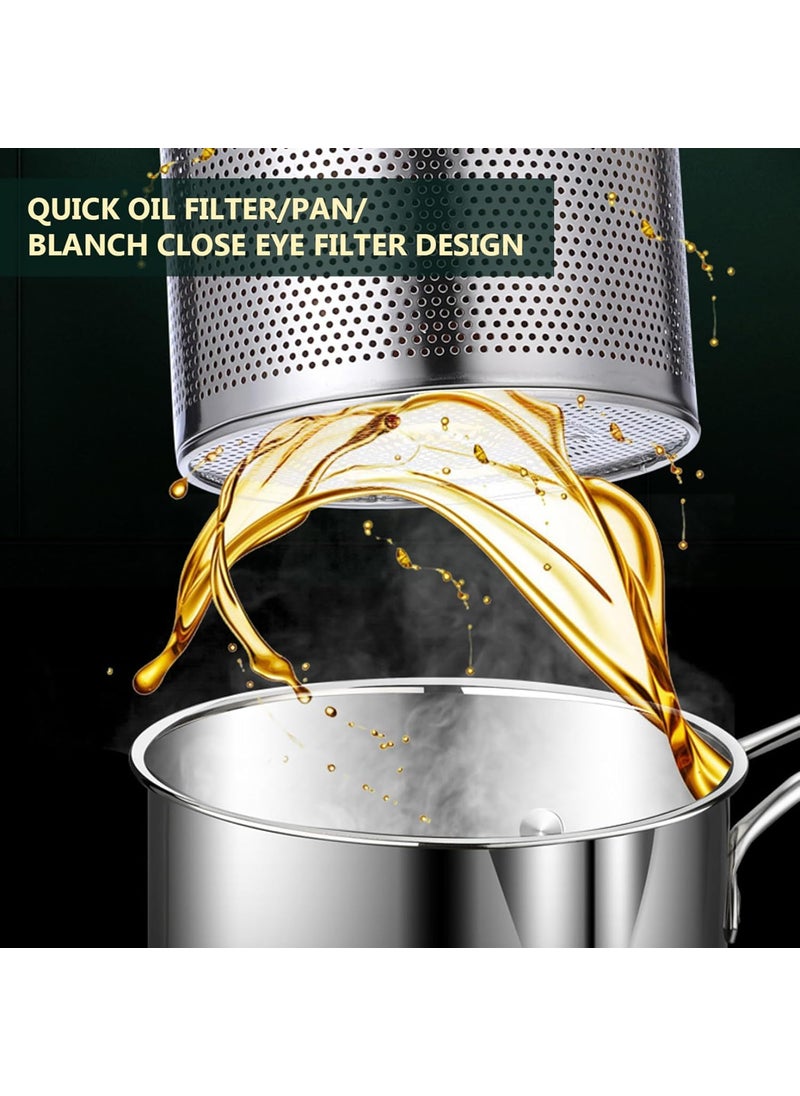 Kresal Kresal Fryer Pan Multifunctional Fryer Basket Stainless Steel Deep Fryer Pan Durable Portable Mini Long Handle Fryer Pan with Strainer for Home  - Image 5