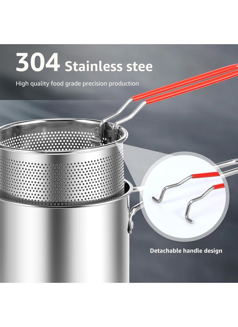 Kresal Kresal Fryer Pan Multifunctional Fryer Basket Stainless Steel Deep Fryer Pan Durable Portable Mini Long Handle Fryer Pan with Strainer for Home  - Image 4