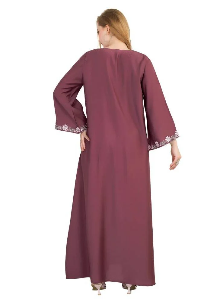Artemea  SOFT SHINY SATIN FINISH EMBROIDERED JALABIYA for Women | Best Price UAE