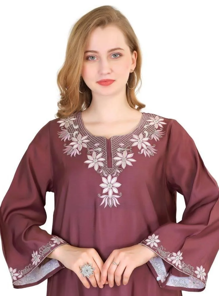 Artemea SOFT SHINY SATIN FINISH EMBROIDERED JALABIYA