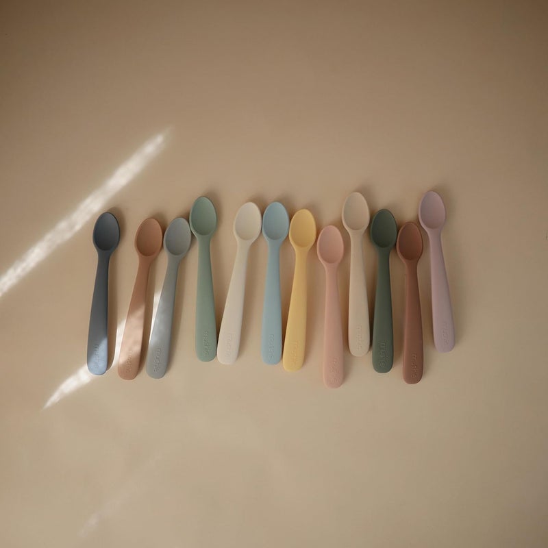 mushie Silicone Baby Feeding Spoons  2 Pack BlushShifting Sand - Image 3