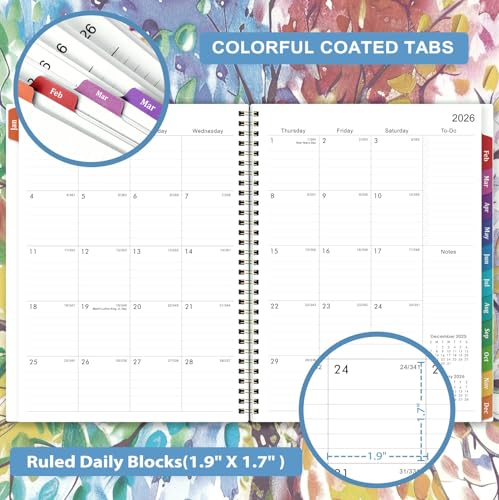 Coboll 2026 Planner - Planner 2026 Weekly and Monthly, January 2026 - December 2026, 9" x 11", with Colorful Coated Tabs, Reference Calendar - Image 3