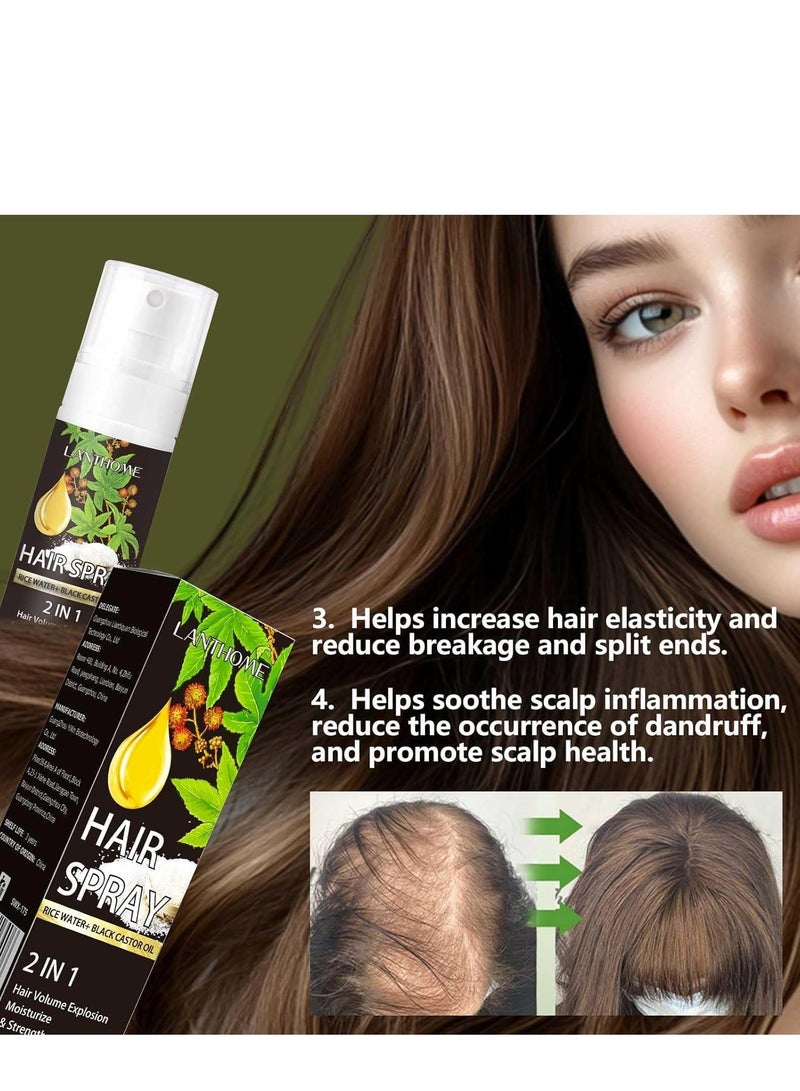 Lanthome Hair Growth Spray, Batana Oil, Castor Oil and Rosemary Oil, Contains Rice Water and Biotin, Promotes Hair Growth, Moisturizes and Strengthens Hair, Promotes Hair Thickening 60ml - Image 3