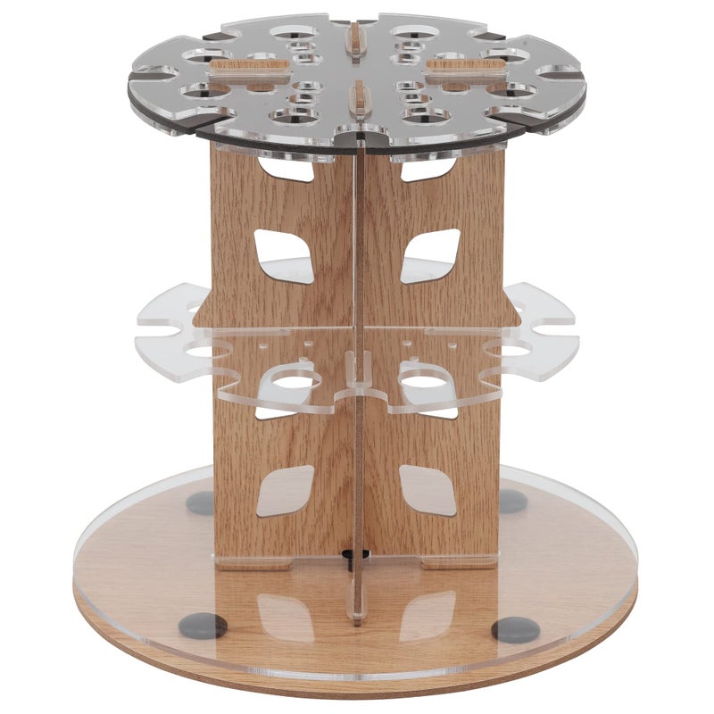 HG Art Concepts Mezzo Dual Artist Brush Holder and Drying Rack Rotating Wood Grain Laminate Multi Layer Desk Stand Professional Storage Display Organizer for Paintbrushes - Image 2