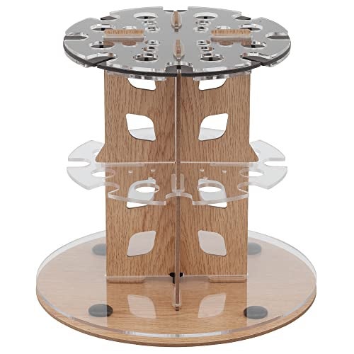 HG Art Concepts Mezzo Dual Artist Brush Holder and Drying Rack Rotating Wood Grain Laminate Multi Layer Desk Stand Professional Storage Display Organizer for Paintbrushes - Image 1