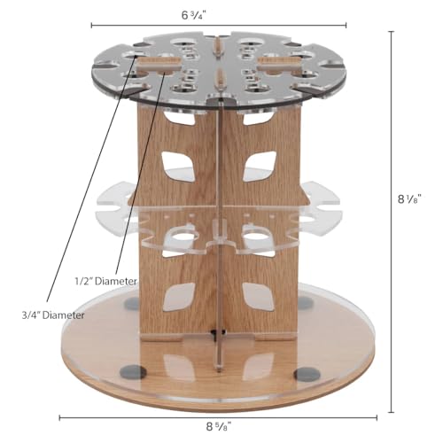 HG Art Concepts Mezzo Dual Artist Brush Holder and Drying Rack Rotating Wood Grain Laminate Multi Layer Desk Stand Professional Storage Display Organizer for Paintbrushes - Image 3
