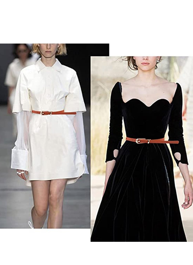 SYOSI Women Skinny Leather Belts, 3 PCS Thin Jean Waist Belt, with Metal Buckle Solid Color Patent with Alloy for Jeans Dress Fashion  - Image 2
