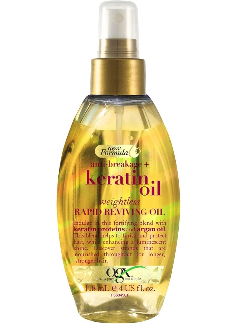 Ogx Anti-Breakage Keratin Hair Oil For Damaged Hair With Argan Oil Frizz Control & Shine 118ml - Image 1