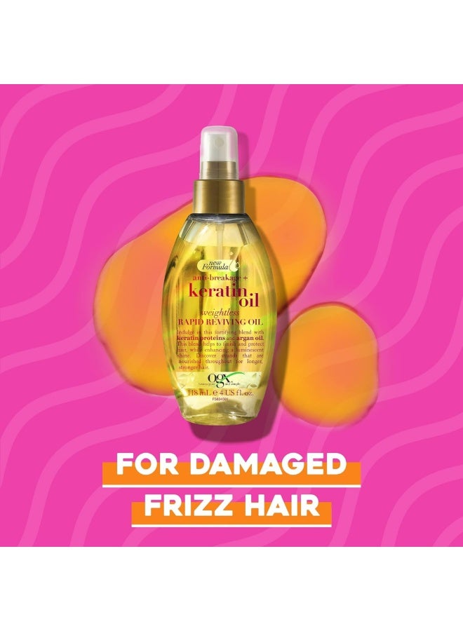 Ogx Anti-Breakage Keratin Hair Oil For Damaged Hair With Argan Oil Frizz Control & Shine 118ml - Image 4