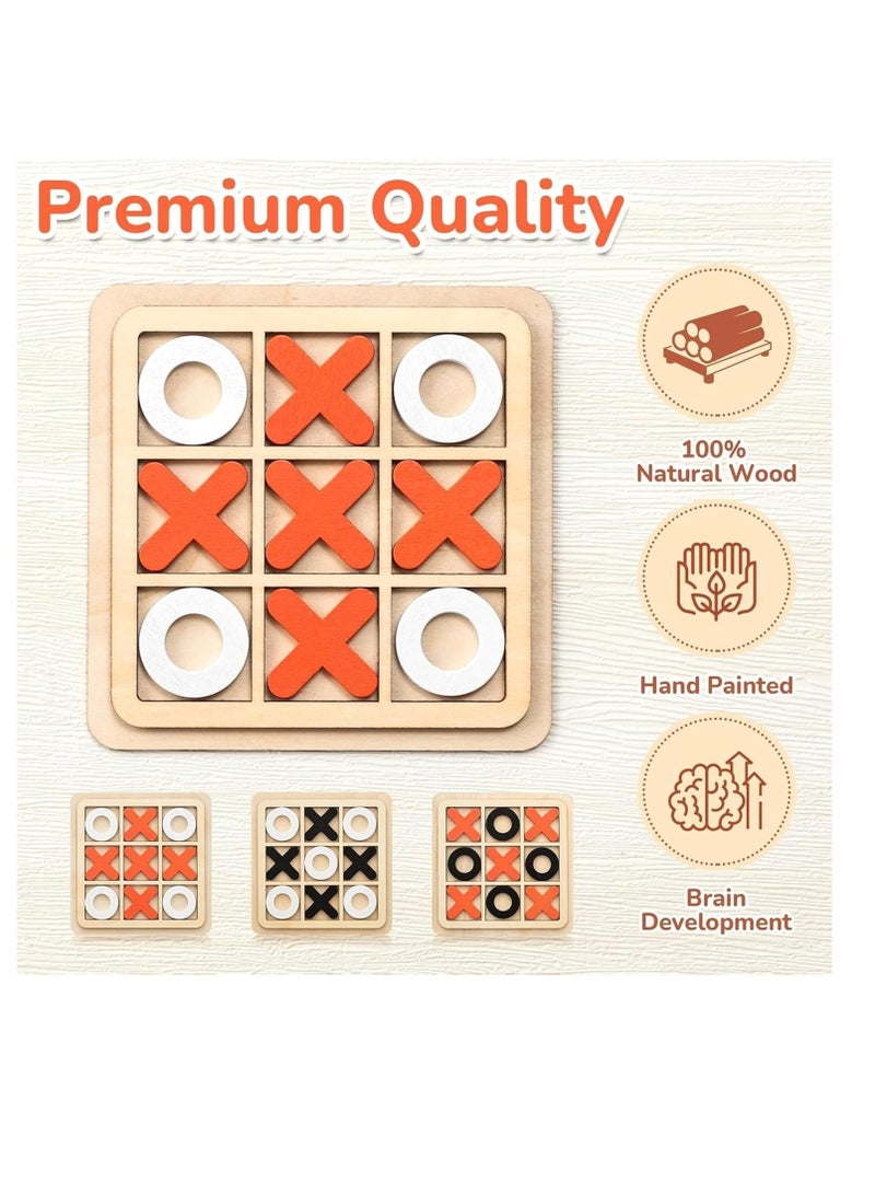 ARGT 8 قطع لعبة إكس أو الخشبية – ألعاب لوحية عائلية صغيرة – لعبة شطرنج إكس أو الكلاسيكية – لغز استراتيجي تعليمي – لعبة خشبية مناسبة للسفر للأطفال والمراهقين والبالغين – هدايا وم favors حفلات - Image 2