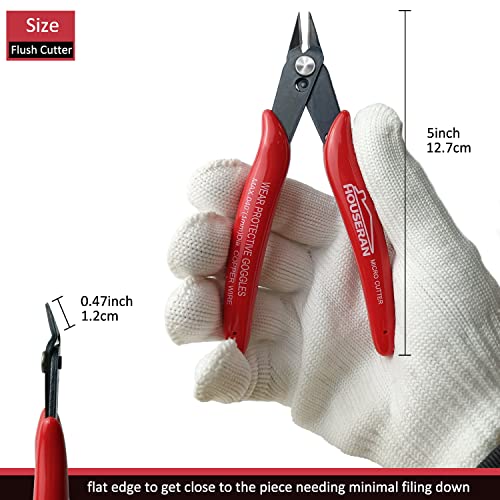 HOUSERAN 170 Wire Cutters, 10 PACK, 5 Inch Micro Flush Cutter, HOUSERAN Small Wire Cutters Spring Loaded Cutting Pliers, Side Cutters, Diagoanl Cutters for Jewelry Making, Models, Zip Ties Plastic Wire Snips - Image 5