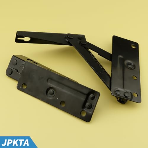 JPKTA 2 Pcs 80 Degree Bench Seat Hinge Foldable Lifting Bracket Heavy Duty Black Spring Hinges Widely Used in Toy Box Chest,Piano Stool,Folding Sofa Bed Corner Cabinet,Furniture Storage Support Hinges - Image 5