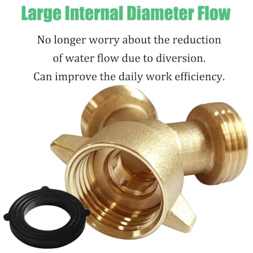 Joywayus Brass 34 GHT Garden Hose Splitter Body Backyard 2 Way Y Shaped Swivel Connector Threaded Pipe Fitting Coupler Adapter with Washer Pack of 2 - Image 3