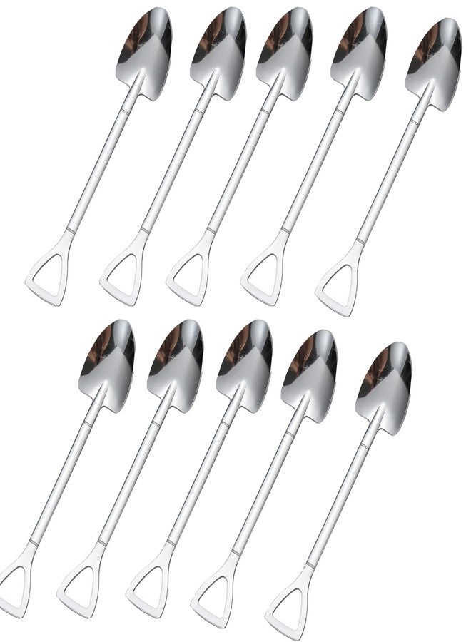 Dancepanda Shovel Spoons for Desserts,10 PCS Mini Dessert Spoon Small Ice Cream Stainless Steel Spoons Fruit Spoon -6 inch (Pointed) - Image 1
