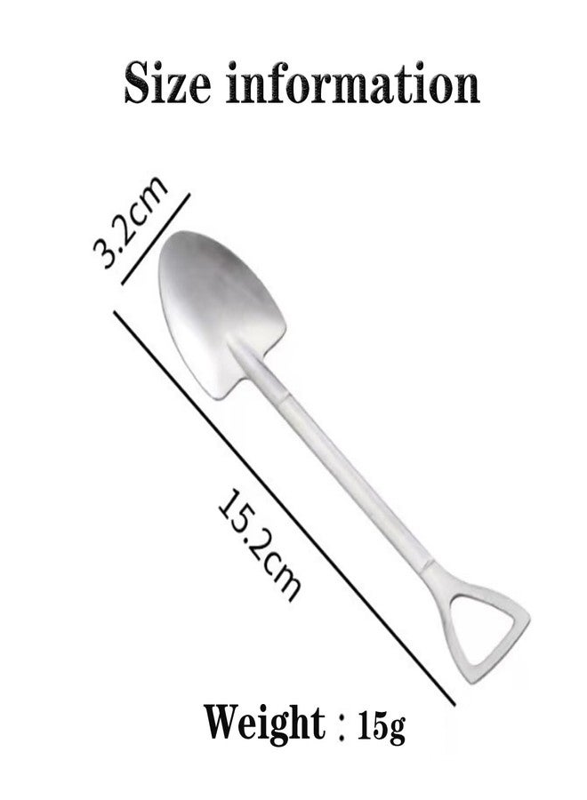 Dancepanda Shovel Spoons for Desserts,10 PCS Mini Dessert Spoon Small Ice Cream Stainless Steel Spoons Fruit Spoon -6 inch (Pointed) - Image 2