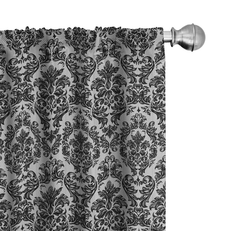 Ambesonne Baroque Window Curtains  Vintage Lace Style Pattern of Antique Victorian Motifs Renaissance Influences  Lightweight Decor 2-Panel Set with Rod Pocket  Pair of - 28"" x 95""  Charcoal - Image 1