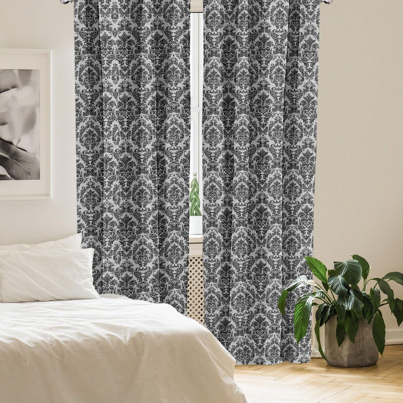 Ambesonne Baroque Window Curtains  Vintage Lace Style Pattern of Antique Victorian Motifs Renaissance Influences  Lightweight Decor 2-Panel Set with Rod Pocket  Pair of - 28"" x 95""  Charcoal - Image 4