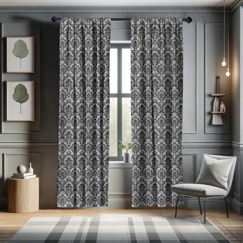 Ambesonne Baroque Window Curtains  Vintage Lace Style Pattern of Antique Victorian Motifs Renaissance Influences  Lightweight Decor 2-Panel Set with Rod Pocket  Pair of - 28"" x 95""  Charcoal - Image 5