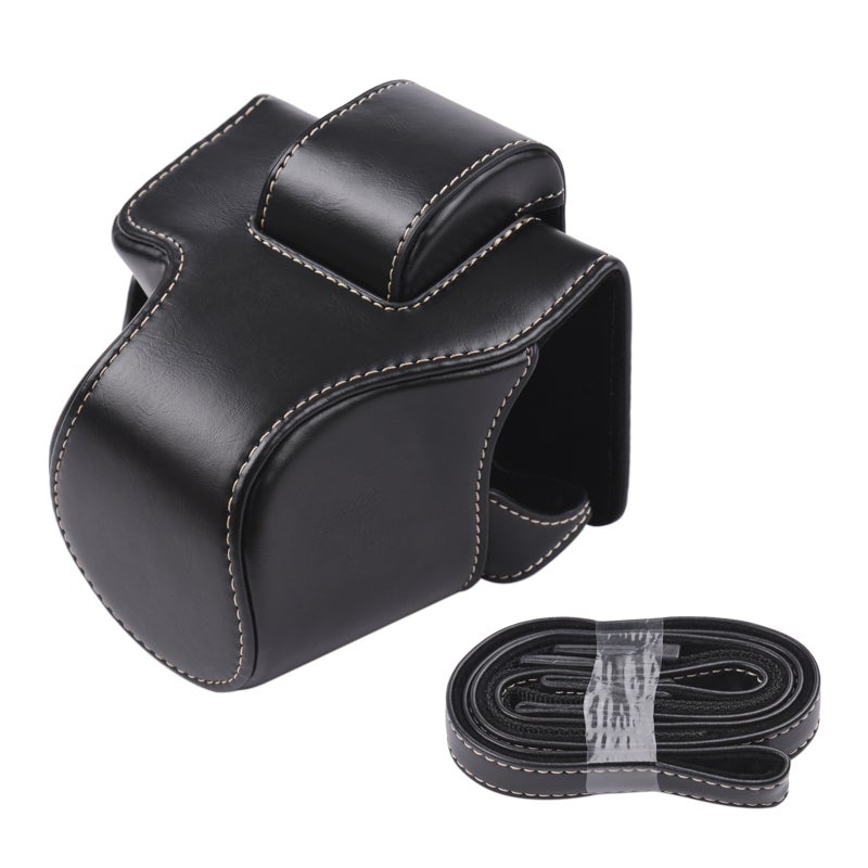 Full Body Camera Case: Black PU Leather - Lightweight Durable Detachable Front Cap Camera Bag - With Shoulder Strap 1/4 Inch Thread for Travel Outdoor Photography - Image 3