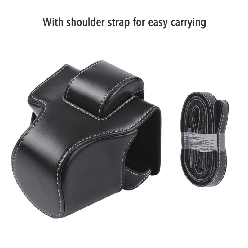 Full Body Camera Case: Black PU Leather - Lightweight Durable Detachable Front Cap Camera Bag - With Shoulder Strap 1/4 Inch Thread for Travel Outdoor Photography - Image 5