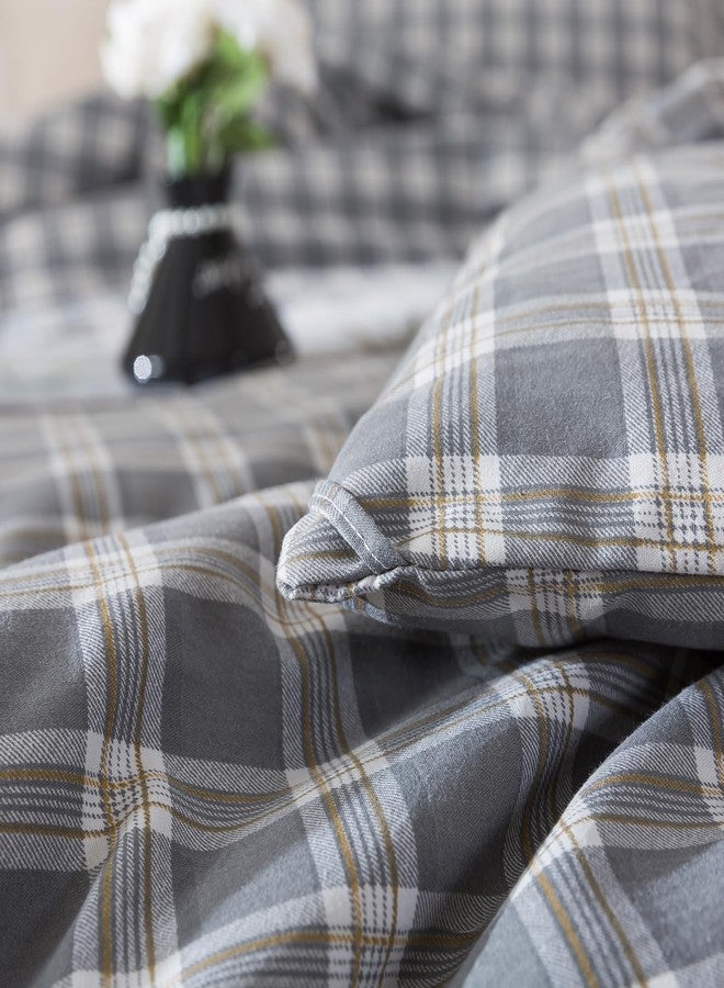 Caressma Checkered Comforter Set Twin Size, Gray Plaid Comforter Bedding Set, Vintage Grid Gingham Comforter Home Decor for All Seasons - Image 4