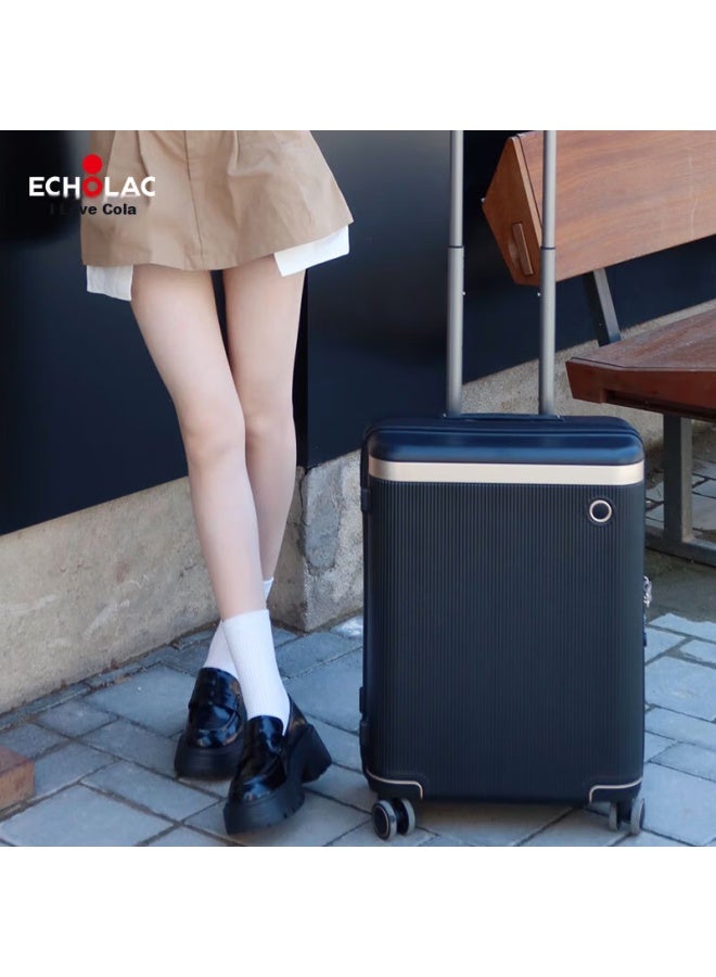 إيكولاك Echolac حقيبة سفر كبيرة السعة على طريقة المشاهير، أمتعة سفر دولية عربة مقاومة للخدش تشاو، أسود، 20 بوصة، Pc142 - Image 4
