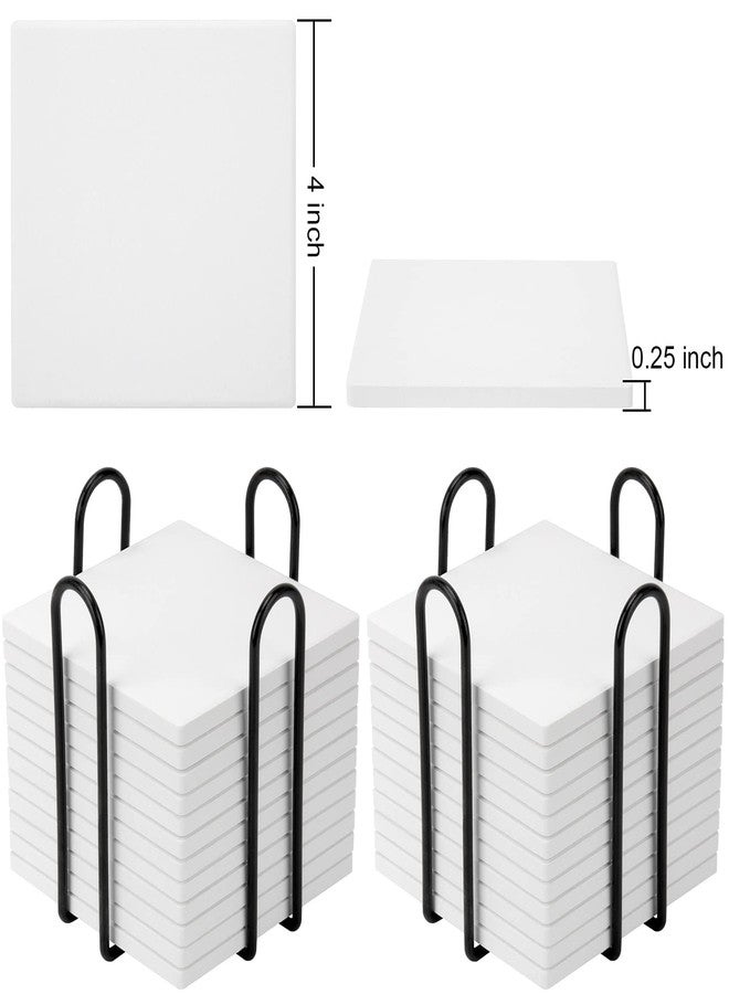 Colovis 24 Pack Ceramic Tiles for Crafts with 2 Holders, White Unglazed Blank Ceramic Coasters with Self-Adhesive Cork Backing Pads for Acrylic Pouring, Painting, Make Your Own DIY Coasters (Square) - Image 4