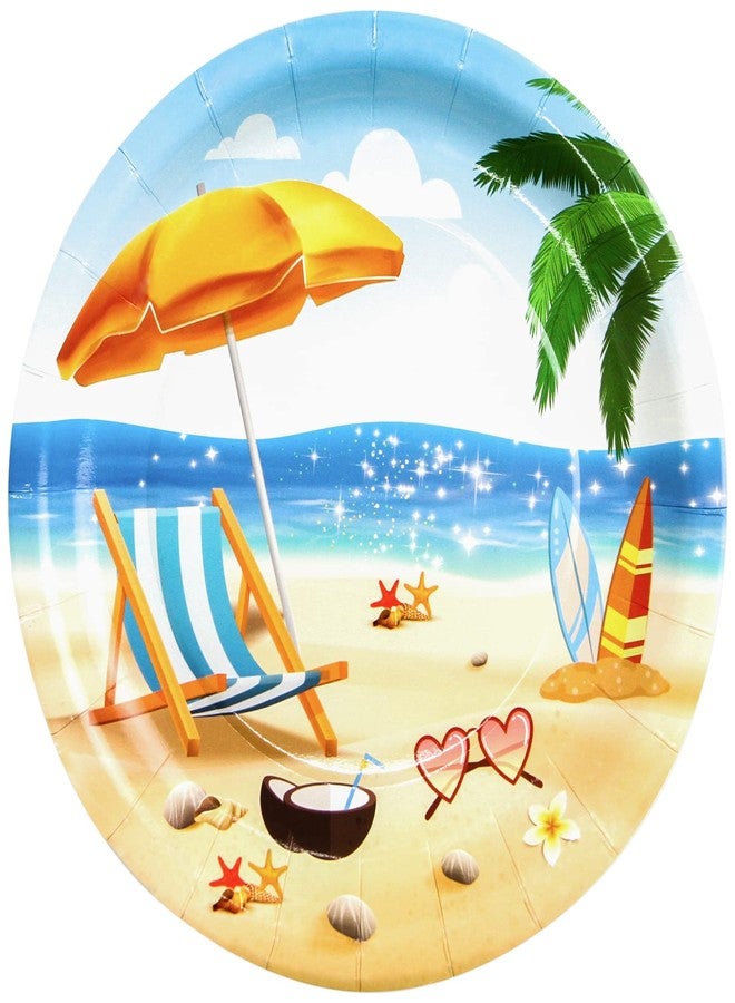 Fancy Land Beach Party Plates Summer Paper Plate for Hawaiian Summer Decoration Supplies 9 Inch 24 Packs - Image 2