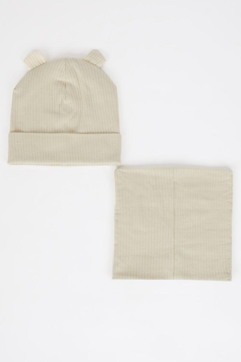 DeFacto Baby Boy Ribbed Beanie Scraf 2 Piece Set  - Image 1