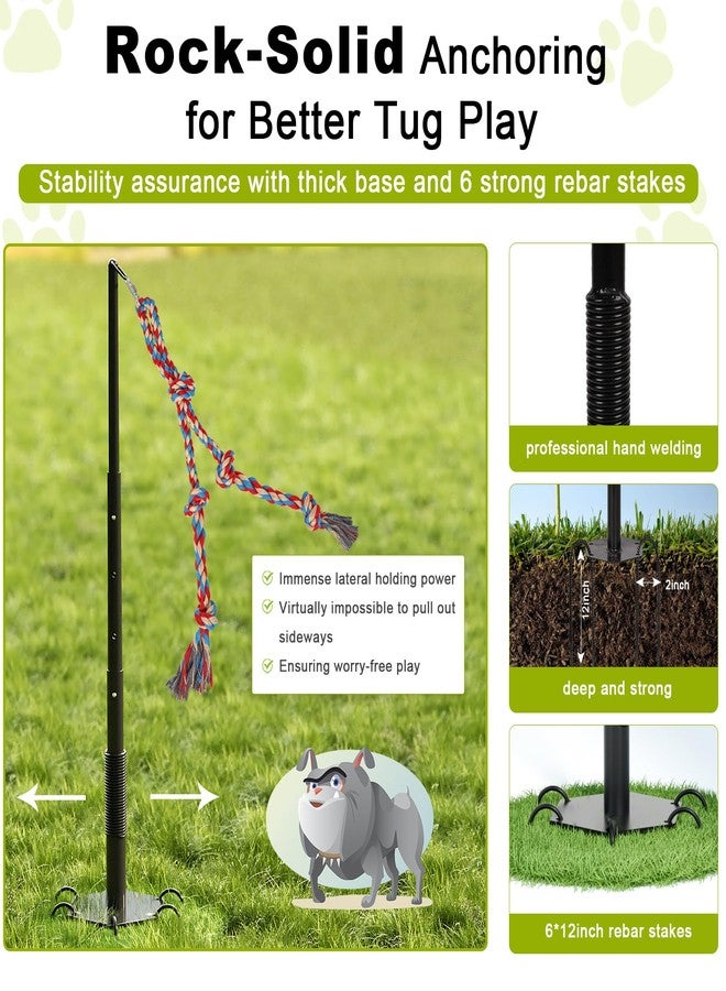 Olpchee Outdoor Tug of War Dog Toy, Tether Interactive Dog Tug Toy Backyard Heavy-Duty Dog Solo Play Exercise Toy for Large Medium Dogs, Height Adjustable, 2 Rope Toys - Image 3