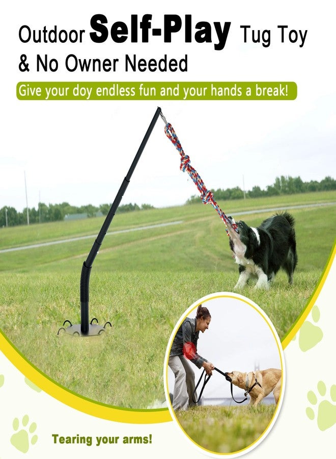 Olpchee Outdoor Tug of War Dog Toy, Tether Interactive Dog Tug Toy Backyard Heavy-Duty Dog Solo Play Exercise Toy for Large Medium Dogs, Height Adjustable, 2 Rope Toys - Image 2